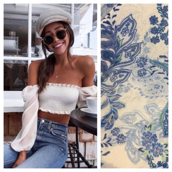 Blue Life Tops - PB Blue Life Rakel smock crop top NWOT small